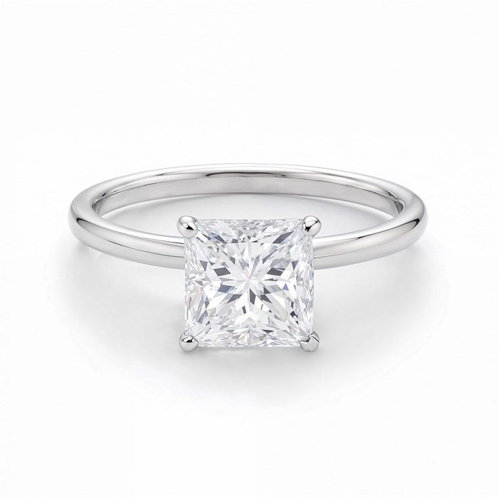 1.50Ct Princess Lab Grown IGI G/VS1 Diamond Ring in 14K White Gold