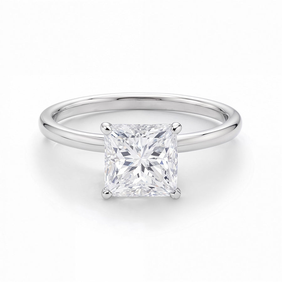 1.50Ct Princess Lab Grown IGI G/VS1 Diamond Ring in 14K White Gold