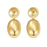 Sterling Silver Rhodium Plated Puffed Oval Double Button Drop Earrings thumbnail 2