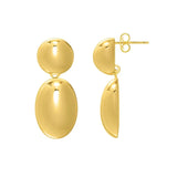 Sterling Silver Rhodium Plated Puffed Oval Double Button Drop Earrings thumbnail 3