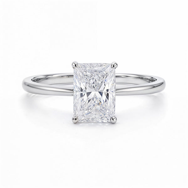 2 Carat Radiant Lab Grown IGI G/VS1 Diamond Solitaire Ring in 10K White Gold