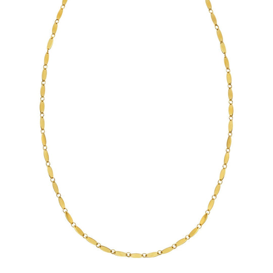 14K yellow gold flat pebble link necklace, 2.50 mm width, no stones