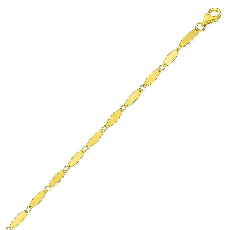 14K Yellow Gold Flat Pebble Link Necklace (2.50 mm)