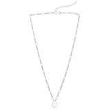 Sterling Silver Rhodium Plated Heart Padlock Figaro Necklace thumbnail 2