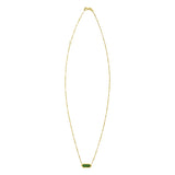 14K yellow gold hexagon pendant necklace with green malachite stone thumbnail 1