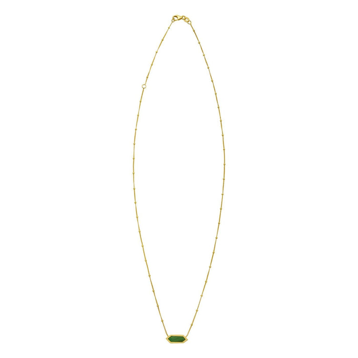14K Yellow Gold Hexagon Malachite Pendant Necklace
