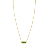 14K Yellow Gold Hexagon Malachite Pendant Necklace thumbnail 2