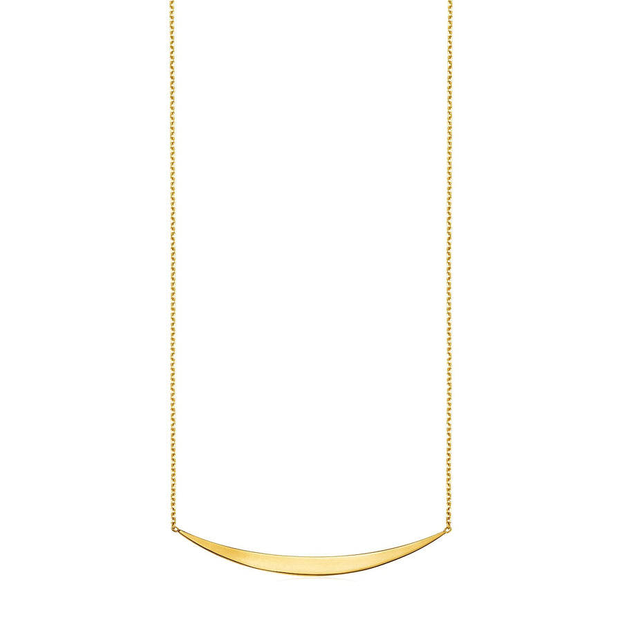 14k Yellow Gold Necklace with Polished Curved Bar Pendant