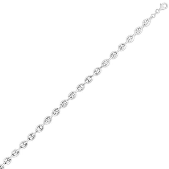Sterling Silver Rhodium Plated Lite Puffed Mariner Chain (7.80 mm)