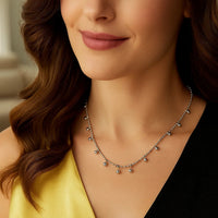 Sterling Silver Rhodium Plated Bead Necklace