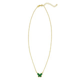 14K yellow gold butterfly necklace with green malachite inlay thumbnail 1