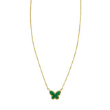 14K Yellow Gold Primavera Malachite Butterfly Necklace thumbnail 2
