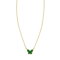 14K Yellow Gold Primavera Malachite Butterfly Necklace