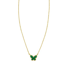 14K Yellow Gold Primavera Malachite Butterfly Necklace