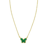 14K Yellow Gold Primavera Malachite Butterfly Necklace thumbnail 3