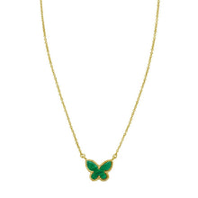 14K Yellow Gold Primavera Malachite Butterfly Necklace