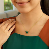 14K Yellow Gold Primavera Malachite Butterfly Necklace thumbnail 5