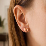 14k Rose Gold Puffed Heart Shape Shiny Earrings thumbnail 4