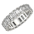 14K white gold eternity ring with emerald cut diamond stones