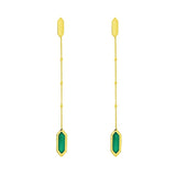 14K Yellow Gold Hexagon Malachite Drop Earrings thumbnail 2