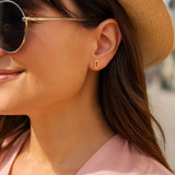 14k Yellow Gold Paperclip Link Stud Earrings thumbnail 3