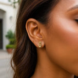 14k Yellow Gold Paperclip Link Stud Earrings thumbnail 4