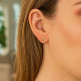 14k Yellow Gold Paperclip Link Stud Earrings thumbnail 5