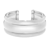 Sterling Silver Rhodium Plated Bold Ribbed Cuff Bangle (25.00 mm) thumbnail 2