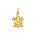 14K yellow gold polished turtle charm pendant with rounded shell and top bail
