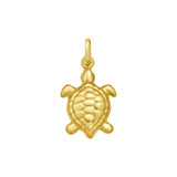 14K yellow gold polished turtle charm pendant with rounded shell and top bail thumbnail 1