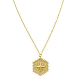 14K Yellow Gold North Star Hexagon Necklace thumbnail 3