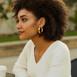 Large Tube Shaped Hoop Earrings in 14K Yellow Gold thumbnail 4