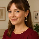 14K Yellow Gold Polished Large Bead Hoop Earrings thumbnail 2