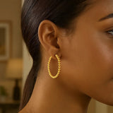 14K Yellow Gold Polished Large Bead Hoop Earrings thumbnail 3
