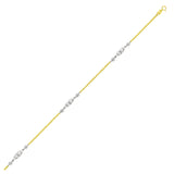 14K two-tone gold anklet with rope design and oval stations thumbnail 1