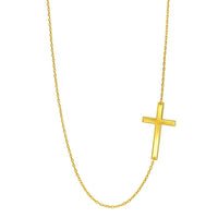 14k Yellow Gold Plain Cross Motif Necklace