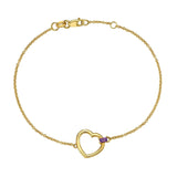 Amethyst Baguette Heart Bracelet in 14K Yellow Gold thumbnail 1