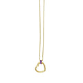 14K yellow gold heart necklace with baguette amethyst stones