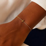 14K Yellow Gold Mini Initial I Bracelet thumbnail 5