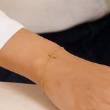 14K Yellow Gold Mini Initial I Bracelet thumbnail 6