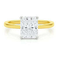 5 Carat Radiant Lab Grown IGI G/VS1 Diamond Solitaire Ring in 10K Yellow Gold