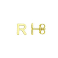 14K yellow gold initial R stud earrings in polished solid gold