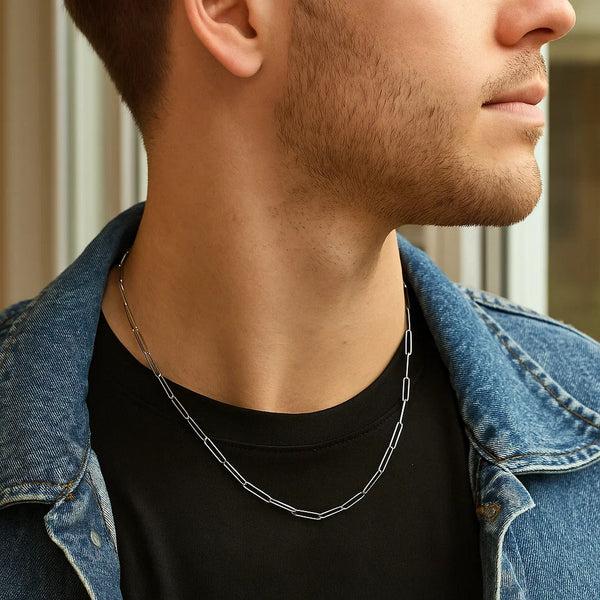 14k White Gold Wire Paperclip Chain (2.7mm)