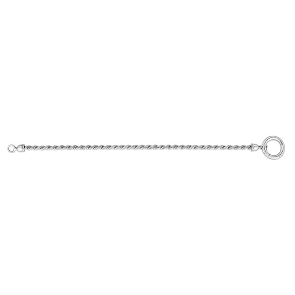 Sterling Silver Rhodium Plated Fancy Push Lock Rope Necklace