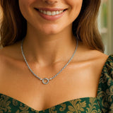 Sterling Silver Rhodium Plated Fancy Push Lock Rope Necklace thumbnail 5