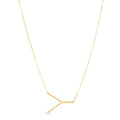 14K yellow gold large initial Y necklace pendant with polished block letter face