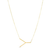 14K yellow gold large initial Y necklace pendant with polished block letter face thumbnail 1