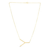 14K Yellow Gold Yours Truly Large Initial Y Necklace thumbnail 2