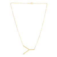 14K Yellow Gold Yours Truly Large Initial Y Necklace