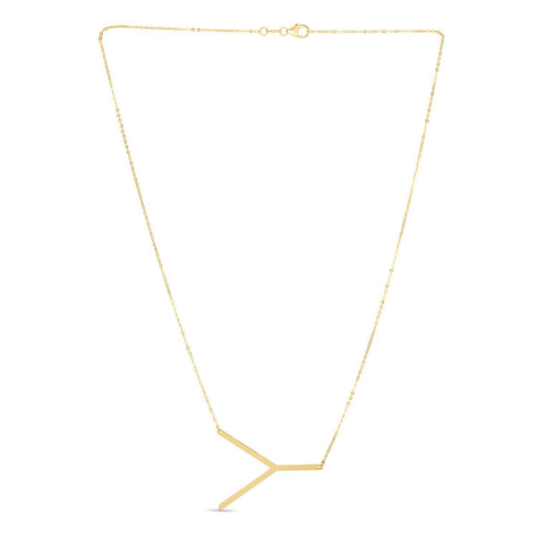 14K Yellow Gold Yours Truly Large Initial Y Necklace